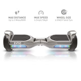 Zinc Megastar Self Balancing Chrome Hoverboard with bluetooth speaker, multi coloured LED lights  and 6.3 Inch wheels